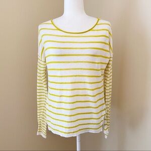 Vince 100% Linen Yellow Stripe Long Sleeve Top - S